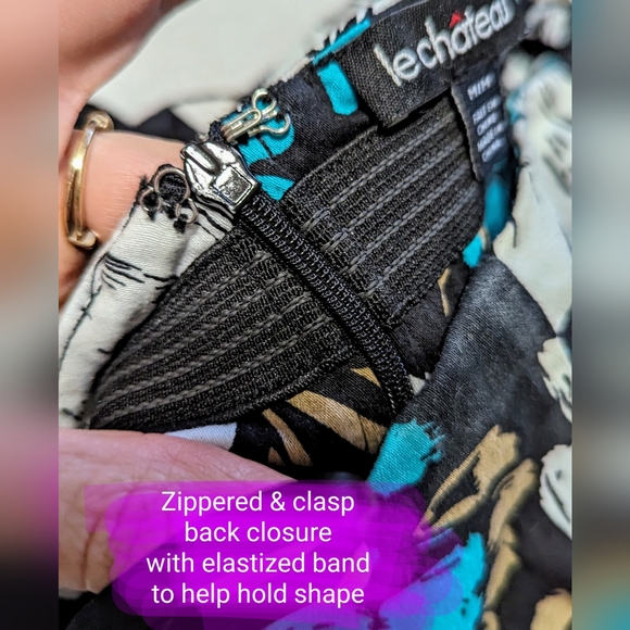 Vintage le chateau size med strapless mini dress, EUC, teal floral pattern - Picture 12 of 16